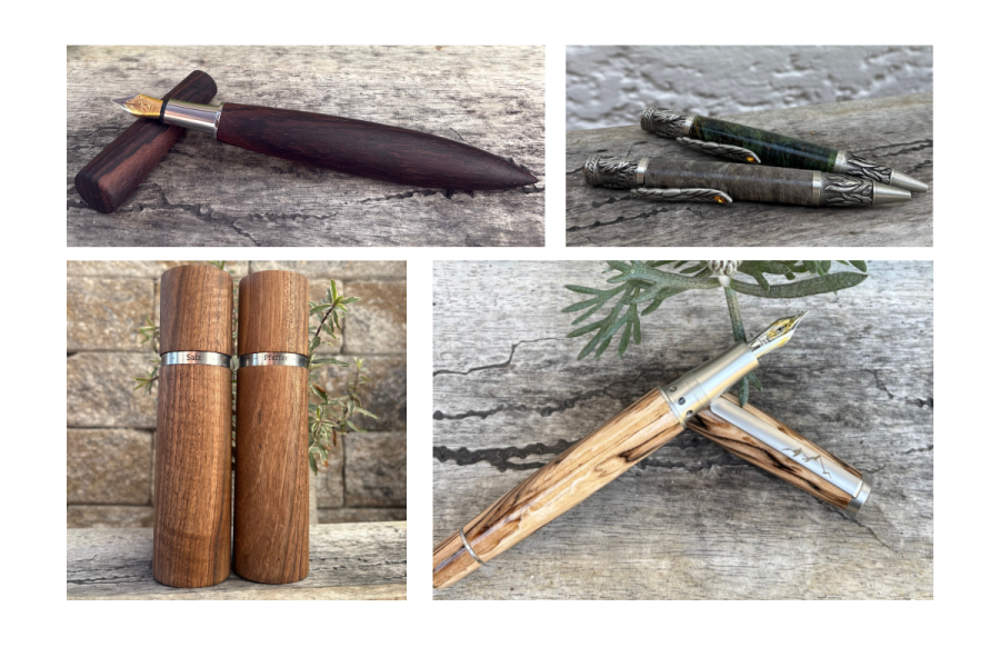 Schreibgeräte und Mühlen aus Holz im verKORKst Ladengeschäft Bad Tölz