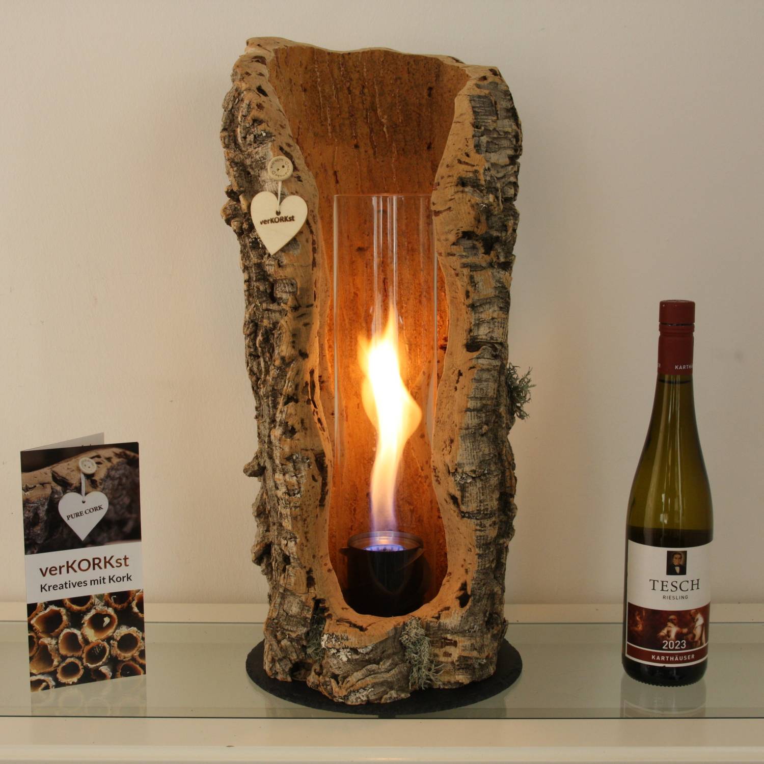 verKORKst Premium Tischfeuer in Korkrinde