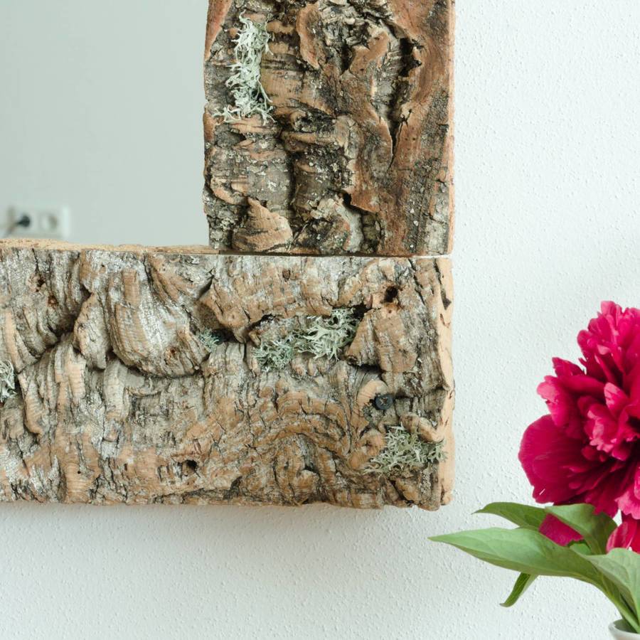 verKORKst Premium Wandspiegel mit heller Rinde